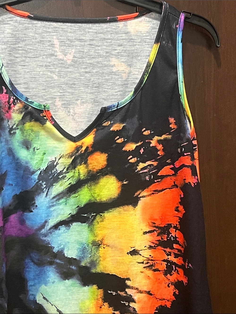 Vibrant Tie-Dye Black Tank Dress - Picture 2 of 3